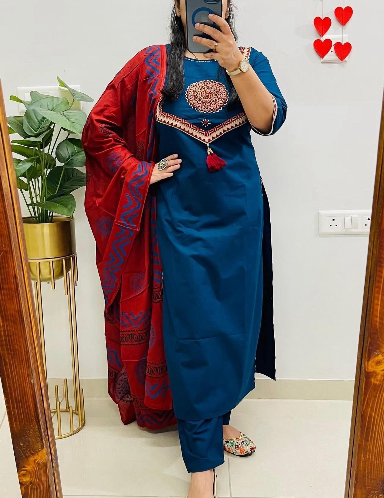 Blue Handwork Cotton Suit Set